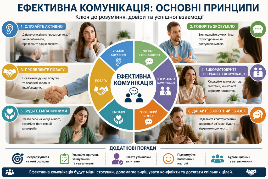 Інфографіка про принципи ефективної комунікації