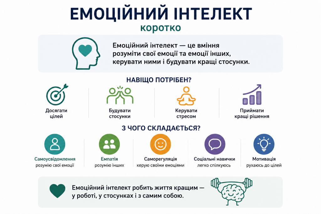 Емоційний інтелект: що це таке, з чого складається і навіщо розвивати Коротка інфографіка про емоційний інтелект