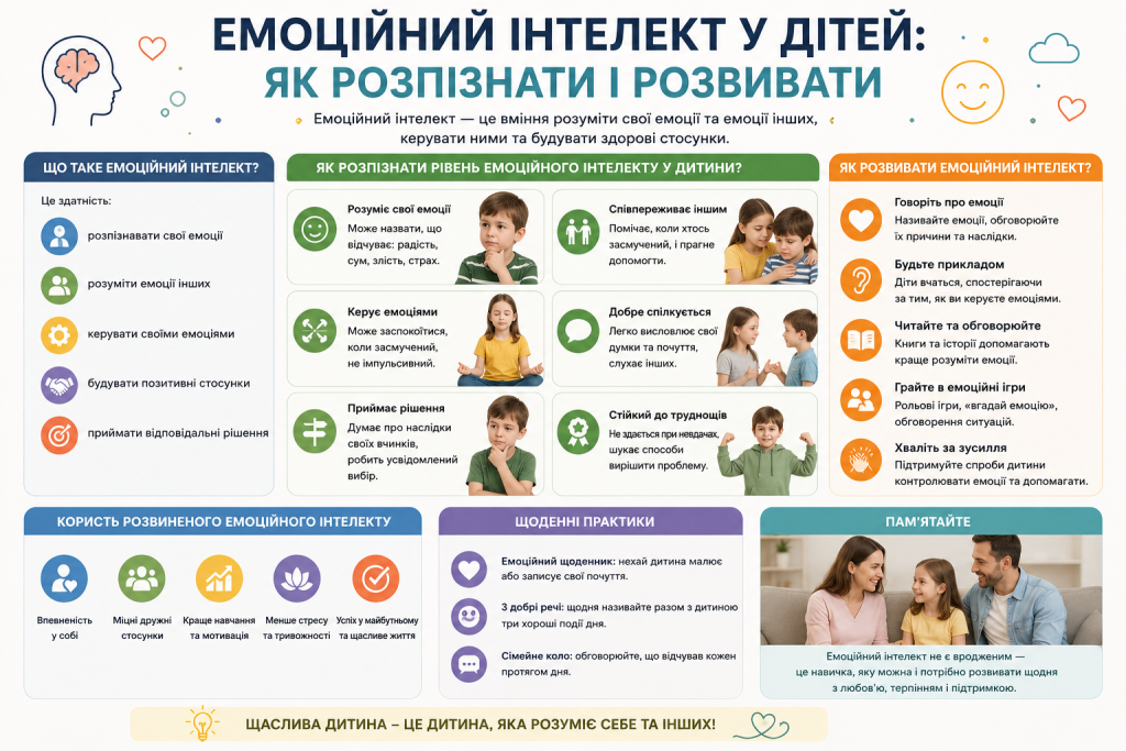 Інфографіка про розвиток емоційного інтелекту у дітей