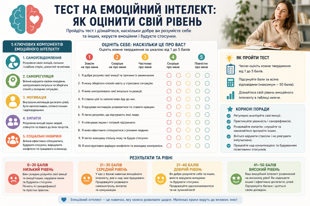 Інфографіка з тестом на емоційний інтелект