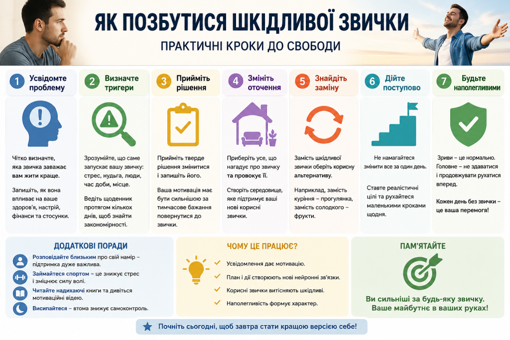 Інфографіка про те, як позбутися шкідливої звички
