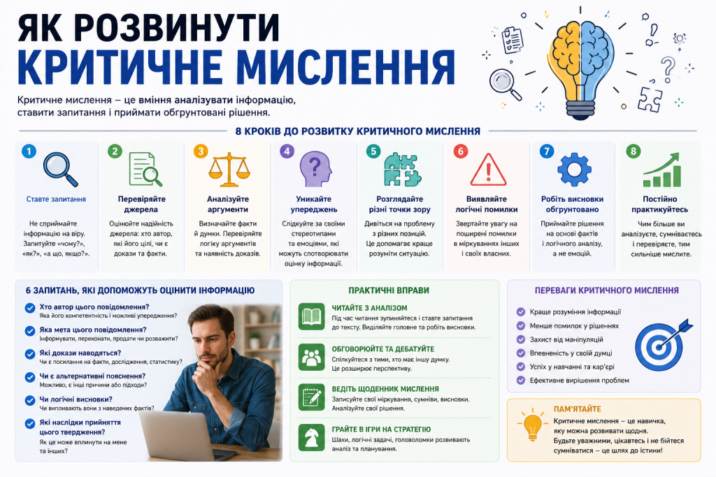 Інфографіка про розвиток критичного мислення