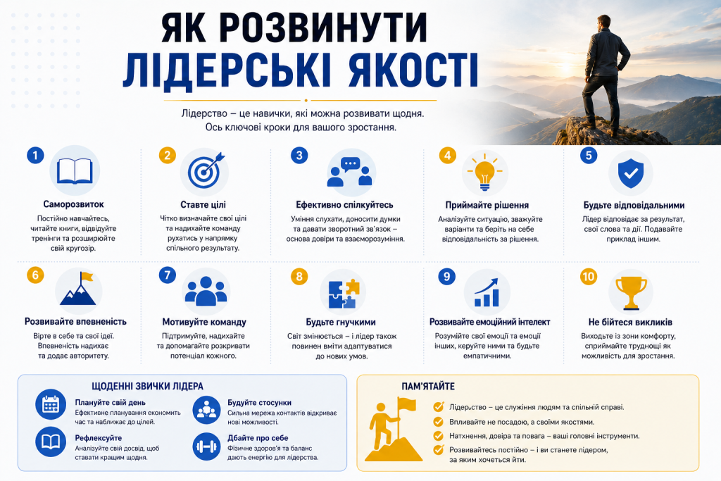 Інфографіка про розвиток лідерських якостей