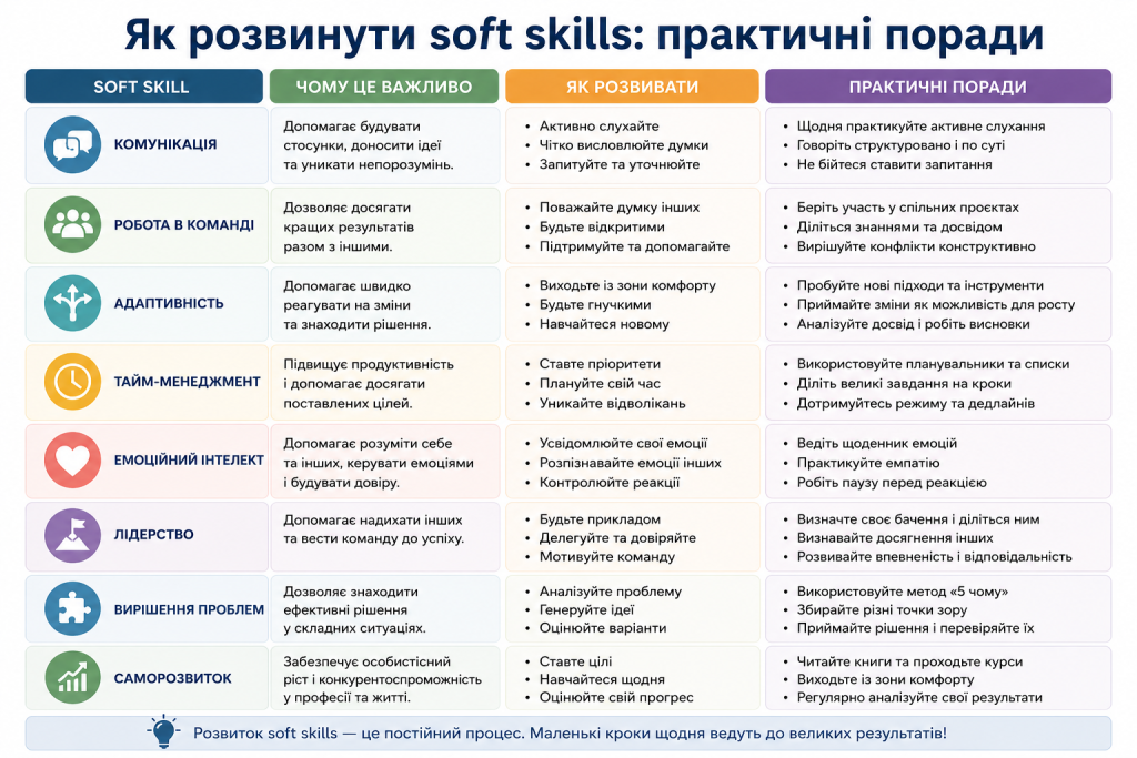 Інфографіка про розвиток soft skills