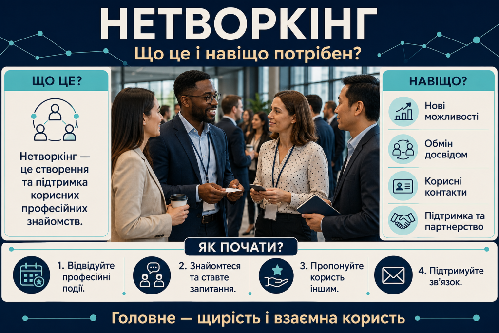Інфографіка про користь нетворкінгу, професійні знайомства та способи налагодження контактів